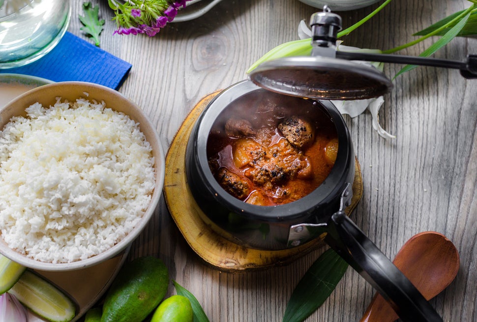 Sandhu's comfort food -- her mother's mutton curry.