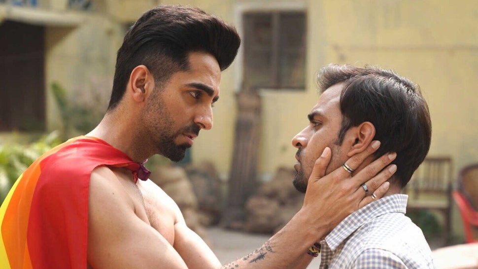 Ayushmann Khurrana and Jitendra Kumar in a still from 'Shubh Mangal Zyada Saavdhan.'