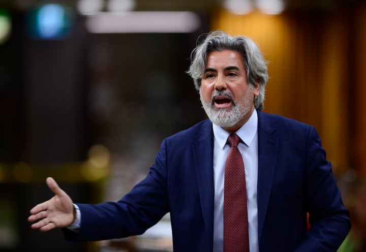 Government House Leader Pablo Rodriguez stands during question period in the House of Commons on Parliament Hill amid the COVID-19 pandemic in Ottawa on May 25, 2020.