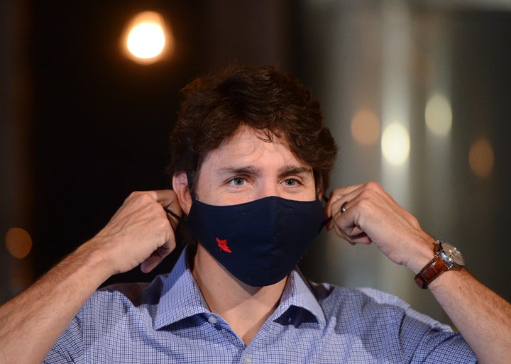Prime Minister Justin Trudeau holds a news conference at Big Rig Brewery amid the COVID-19 pandemic in Ottawa on Friday.