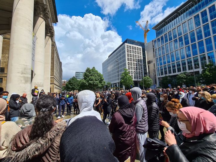 Crowds gathered in Manchester to mark the anniversary of Shukri Abdi's death. 