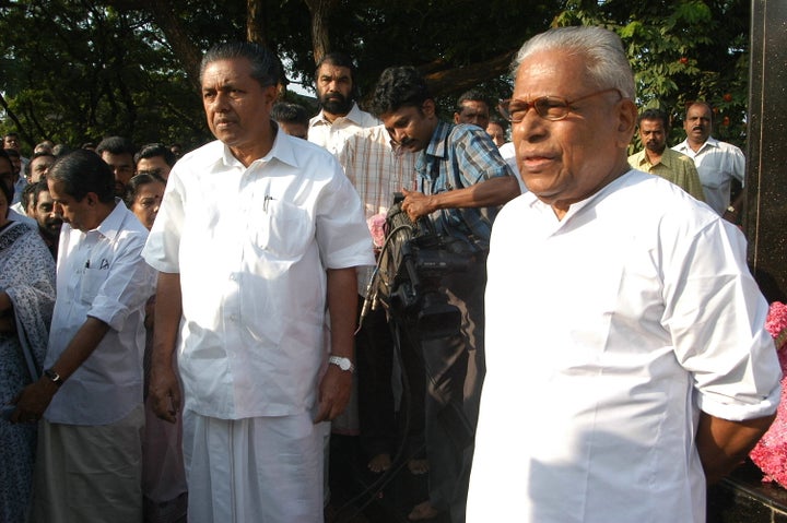 A file photo of Vijayan (left) with former Kerala chief minister V.S. Achuthanandan. The feud between the two leaders had created several instances of organisational crisis for the CPI(M).