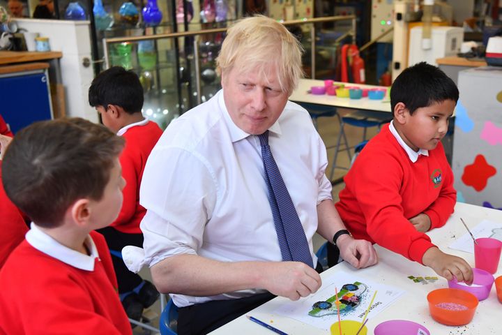 Johnson visiting a school in January