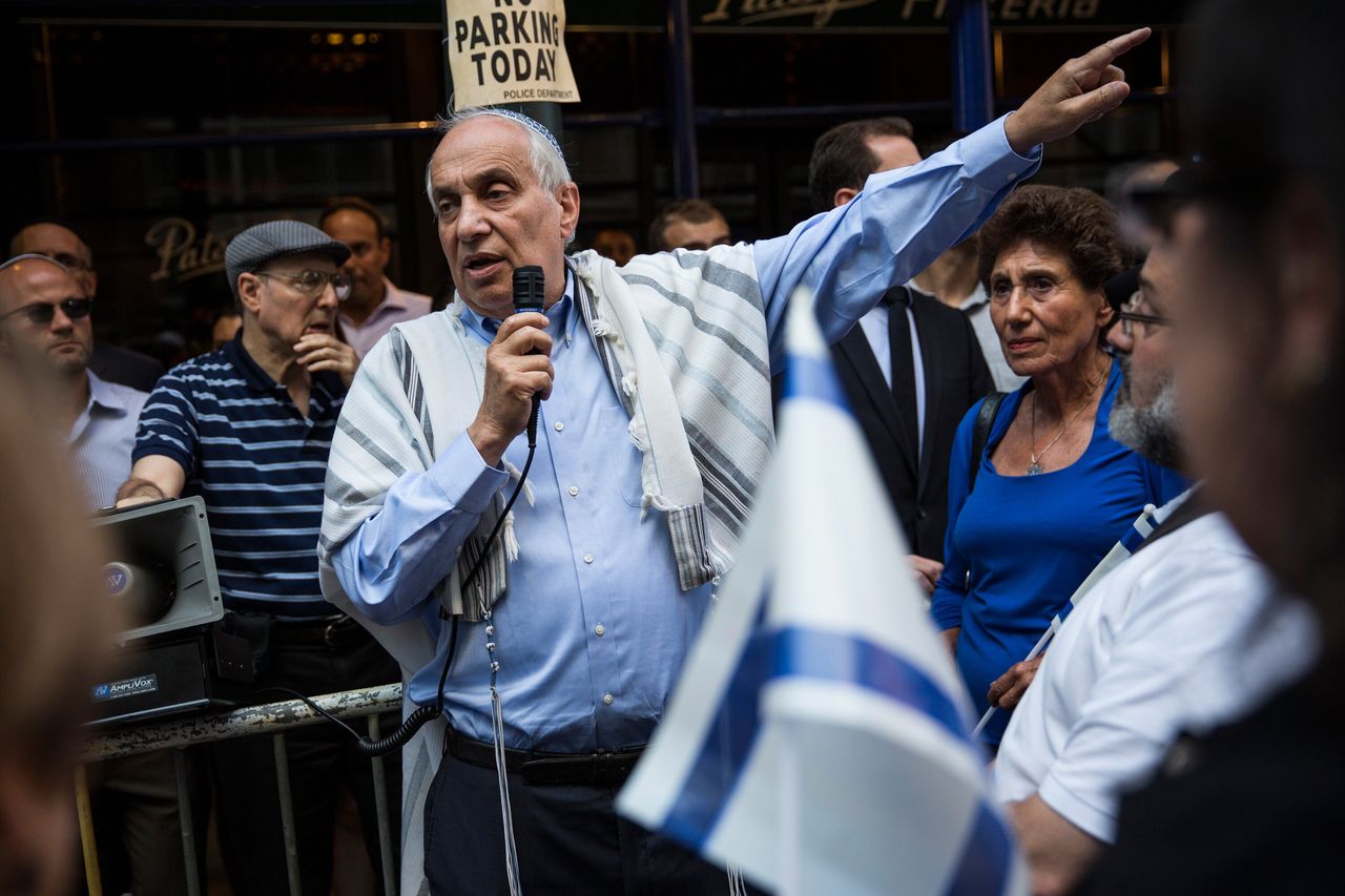 Rabbi Avi Weiss, center, a prominent Jewish leader and pro-Israel activist in the Bronx's Riverdale neighborhood, said Bowman's "comments on Israel have fallen far, far short."