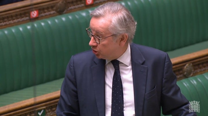 Cabinet Office minister Michael Gove answers a question from former prime minister Theresa May during a session in the House of Commons, London, on the appointment of the National Security Adviser. (Photo by House of Commons/PA Images via Getty Images)