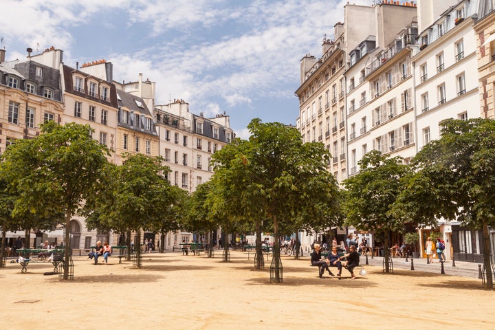 Place Dauphine on the Ile de la Cite, Paris. It was initiated by Henry IV in 1607.