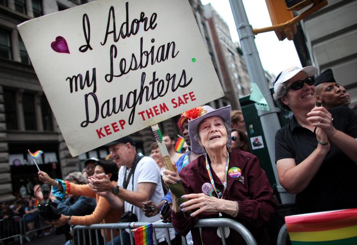 Frances Goldin at the 2015 Pride parade in New York City. 
