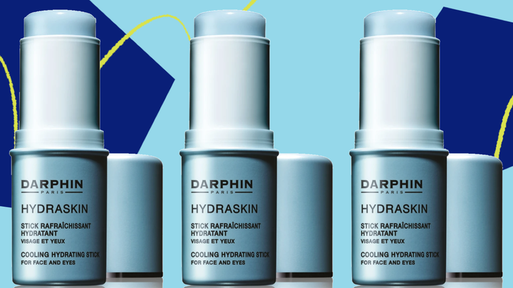 We recommend Darphin’s Hydraskin Cooling Hydrating Stick for its ability to to de-puff, fight sweat and fake dewiness.