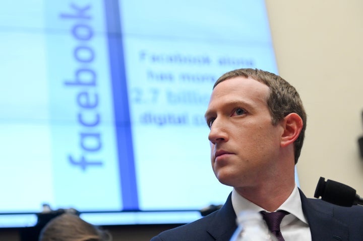 Facebook Chairman and CEO Mark Zuckerberg testifies at a House Financial Services Committee hearing in Washington on Oct. 23, 2019.