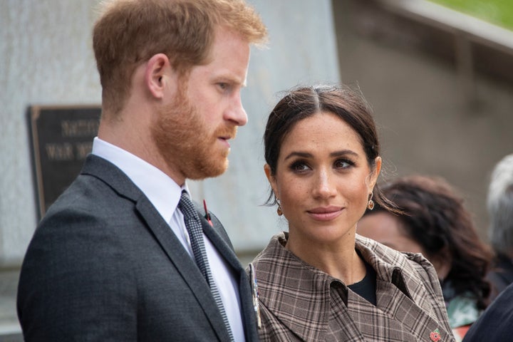 Harry and Meghan at the tomb of the Unknown Warrior on Oct. 28, 2018, in Wellington, New Zealand.