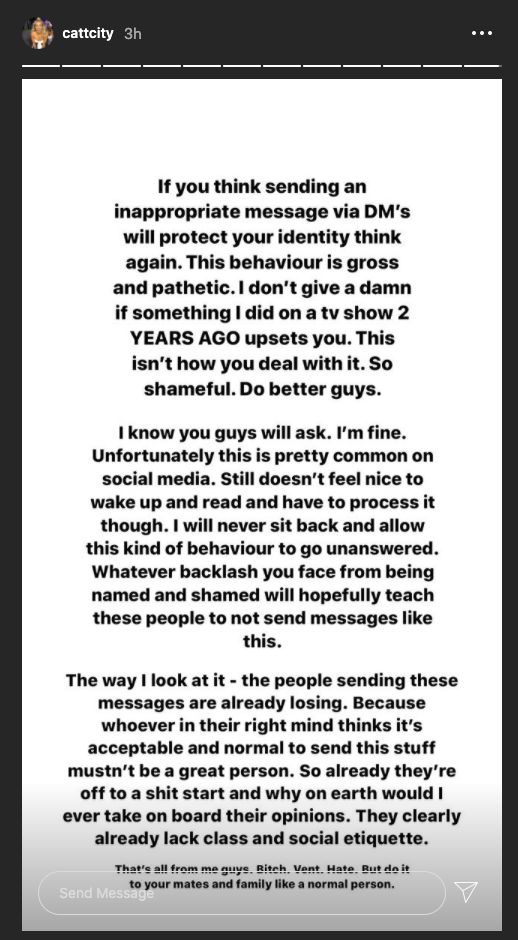 Love Island Australia's Cassidy shared this on her Instagram story 