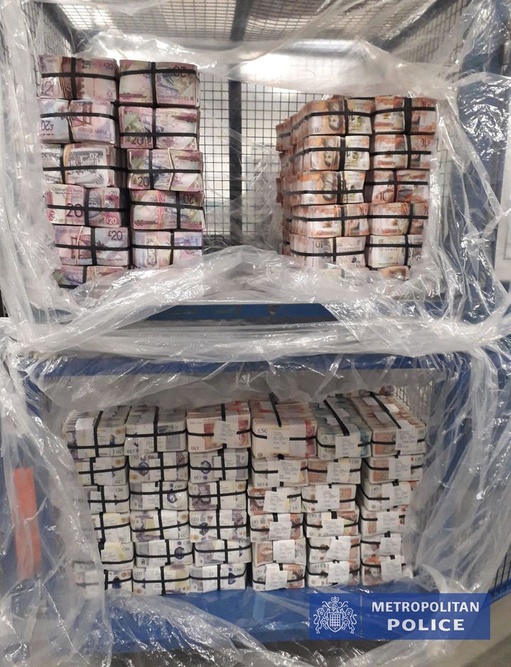 Undated handout photo issued by the Metropolitan Police of £5.1m in cash seized in Operation Venetic.