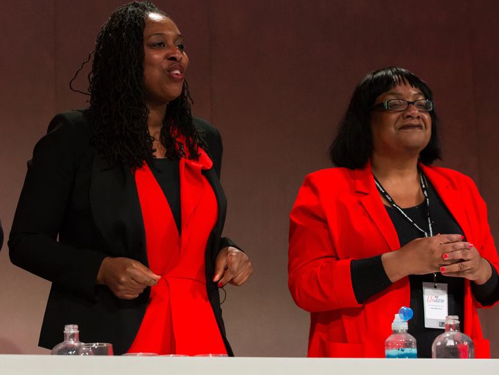 Dawn Butler and Diane Abbott at Labour's Women's Conference in the Telford International Centre.