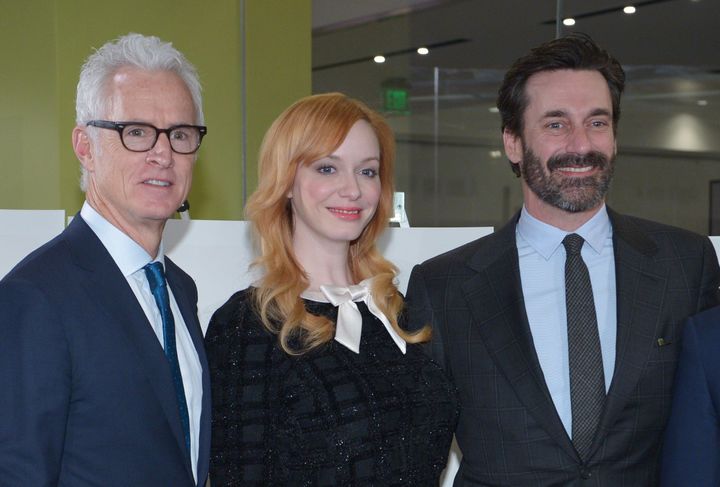 "Mad Men" will be available for streaming later this month. From left to right: John Slattery, who played the character "Roger Sterling"; Christina Hendricks, who played "Joan Harris"; and Jon Hamm, who played "Donald Draper."