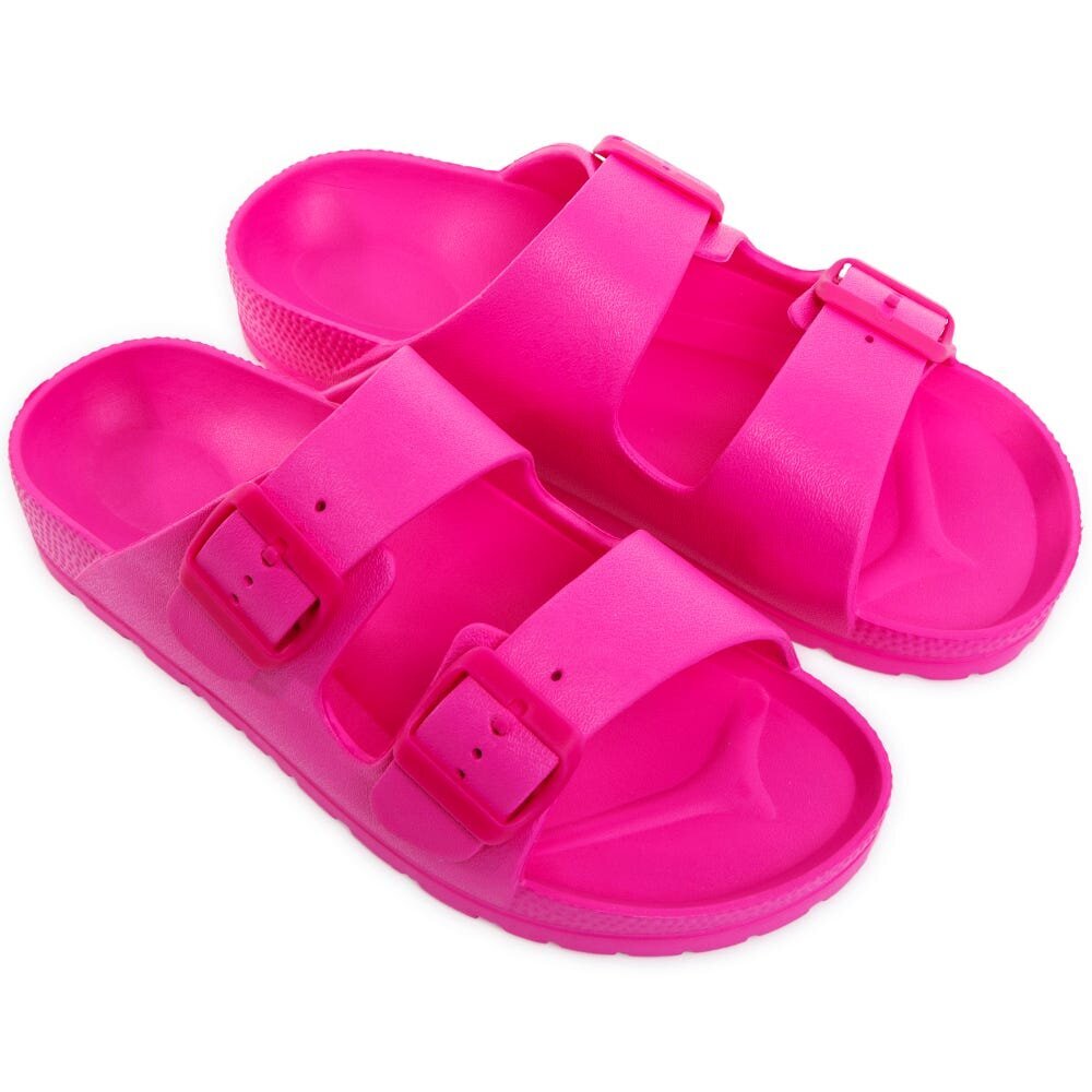 women's double buckle slide sandals