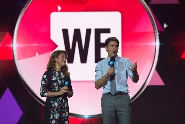 Prime Minister Justin Trudeau and Sophie Gregoire Trudeau appear on stage during WE Day UN in New York City on Sept. 20, 2017.