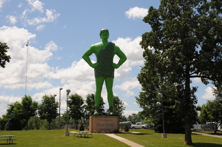 A statue of the Jolly Green Giant was erected in Blue Earth, Minn. in 1978. 