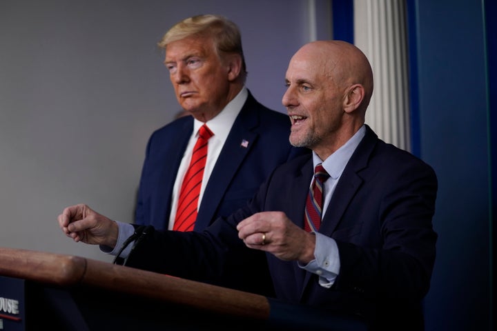 Hahn appeared with President Donald Trump at a White House news briefing in March. On Sunday, he refused to dispute Trump's c