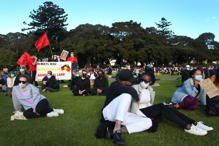 SYDNEY, AUSTRALIA - JULY 05: Activists gather in The Domain to rally against Aboriginal and Torres Strait Islander deaths in custody on July 05, 2020 in Sydney, Australia. Since the Royal Commission into Aboriginal deaths in custody ended in 1991 there have been over 400 deaths. Rallies have been organised across the country in solidarity with the global Black Lives Matter movement. (Photo by Lisa Maree Williams/Getty Images)