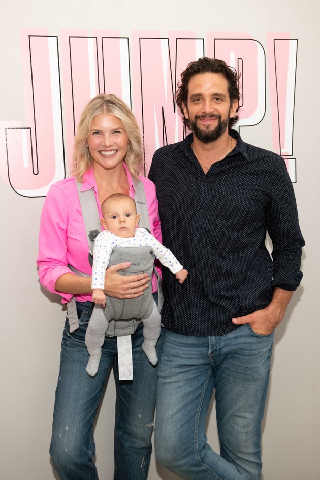 Amanda Kloots and Nick Cordero attend the Beyond Yoga x Amanda Kloots Collaboration Launch Event on August 27, 2019 in New York City.&nbsp;