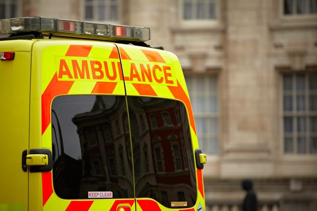 Door of the emergency ambulance car - selective focus