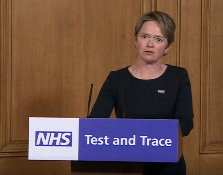 Baroness Dido Harding during a media briefing in Downing Street, London, on coronavirus (COVID-19).