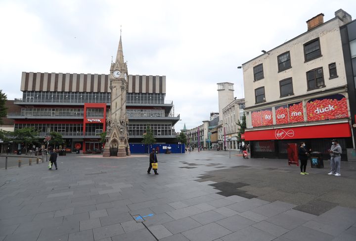 A deserted Leicester city centre, as the city remains in local lockdown, despite coronavirus lockdown restrictions being eased across the rest of England.