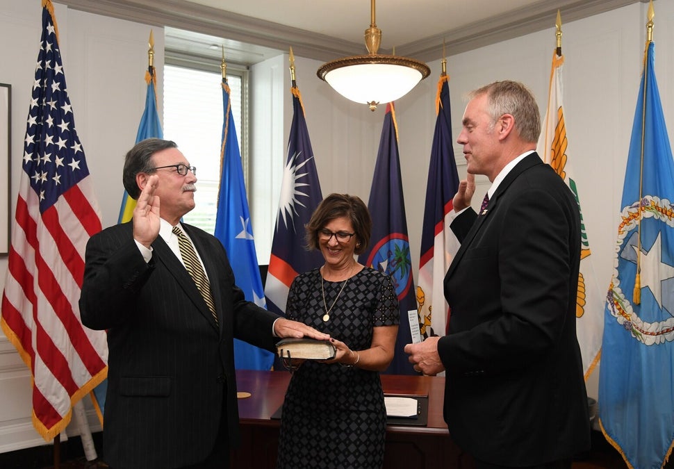 Assistant Interior Secretary Douglas Domenech (left) is a close friend of Interior Secretary David Bernhardt, and has violate