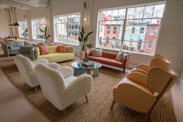 The Wing in Washington, D.C., welcomed members to a soothing setting decorated with pastel couches and...