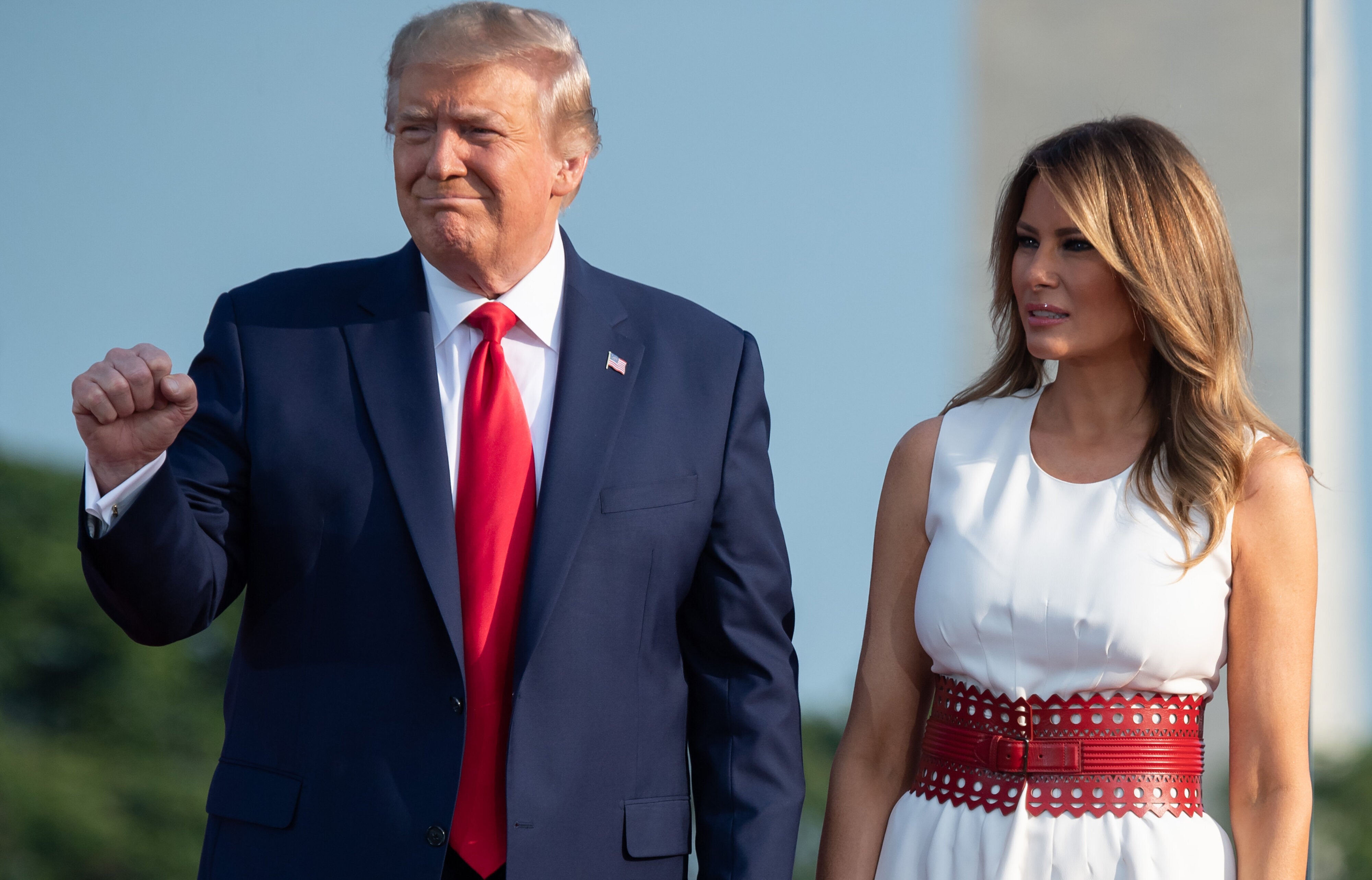 melania trump wet white dress