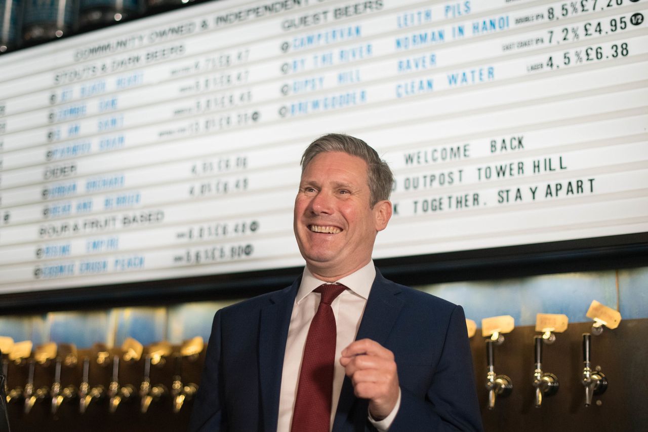 Labour leader Keir Starmer during a visit to the Brewdog Pub and Brewery in the City of London