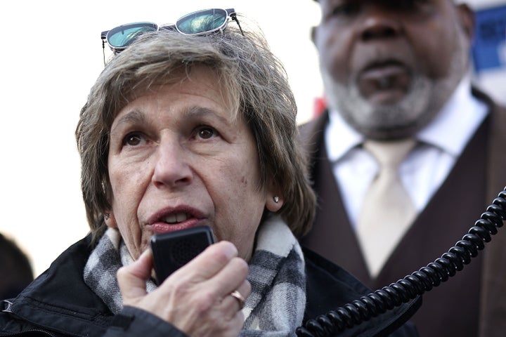 American Federation of Teachers President Randi Weingarten speaks during a rally outside the Department of Education Feb. 8, 2018, in Washington. The union leader said GOP's plan to limit coronavirus liability would ”callously transfer virus risk from institutions to workers and students.”