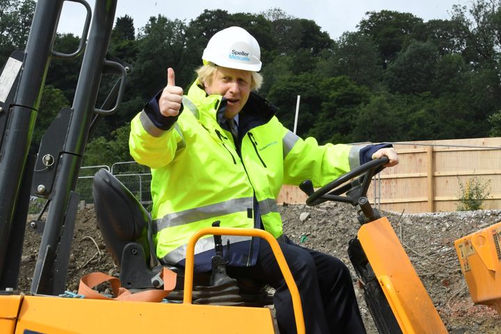 Boris Johnson at a building site in Dudley on June 30