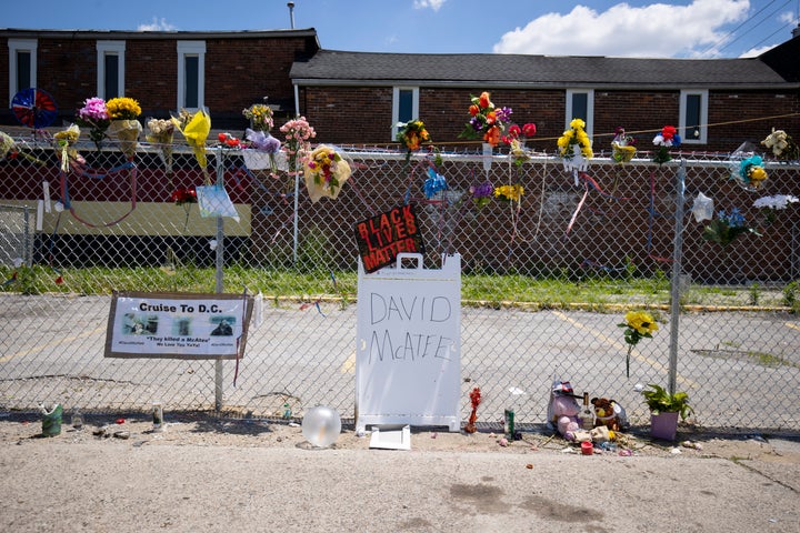A makeshift memorial for David McAtee, a cook who often fed customers who couldn't pay for free, outside the location where he was shot and killed by police on June 6.