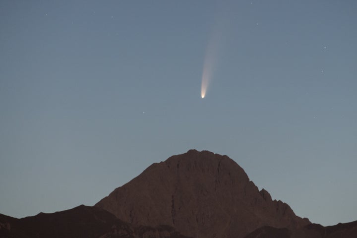 Comet NEOWISE photographed from L'Aquila, Italy on July 7, 2020.