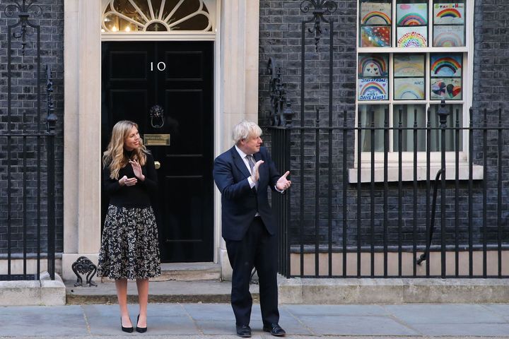Boris Johnson applauding NHS workers in May