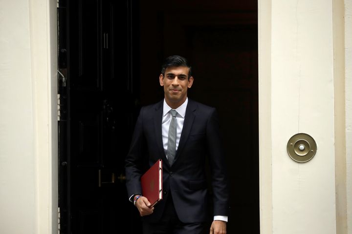Chancellor of the Exchequer Rishi Sunak leaves number 11 Downing Street, to deliver a financial announcement to the Houses of Parliament
