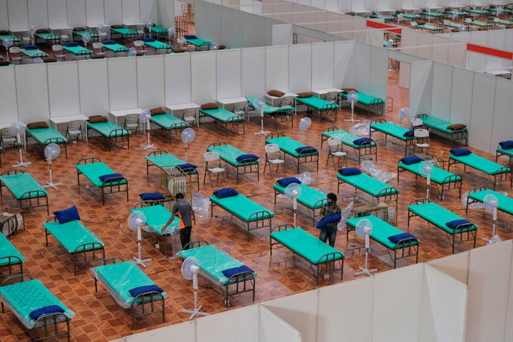 The Covid Care Centre with the capacity of 10,100 beds inside the Bangalore International Exhibition Centre (BIEC) on 6 July.