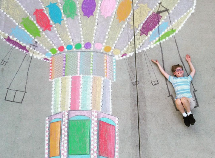 A 100-day sidewalk art challenge created collaborative fun and escape for siblings Macaire and Camden Everett.