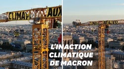 Greenpeace déploie une banderole sur la grande grue de