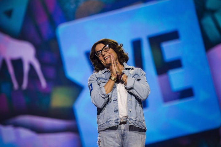 Margaret Trudeau speaks to the audience at fans at the We Day event in Toronto on Sept. 20, 2018.