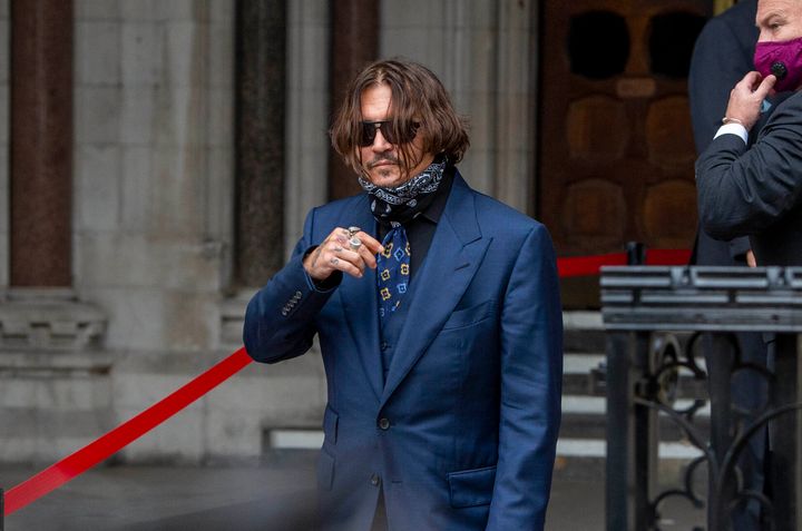 Johnny Depp pictured outside the Royal Courts of Justice on Thursday