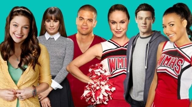 Melissa Benoist, Lea Michelle, Mark Salling, Becca Tobin, Cory Monteith y Naya Rivera, protagonistas de 'Glee'.