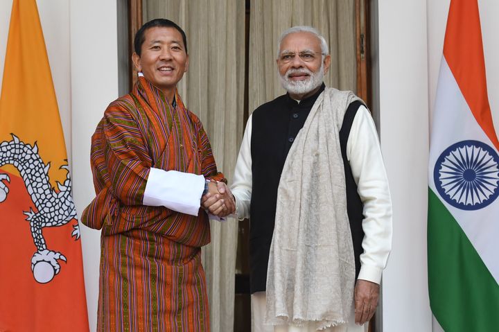 Prime Minister Narendra Modi with Bhutan's Prime Minister Lotay Tshering in New Delhi on December 28, 2018. 