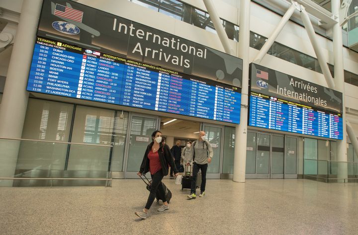 An arrivals area at Pearson International Airport in March, 2020. International medical students said they are concerned about flying to Canada for an exam during the COVID-19 pandemic. 