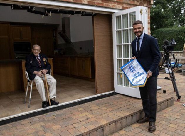 David Beckham Presents Captain Tom Moore With Special Award For NHS Fundraising Efforts