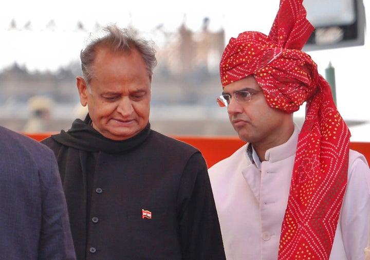 Rajasthan's chief minister Ashok Gehlot, left and deputy chief minister Sachin Pilot in a file photo.