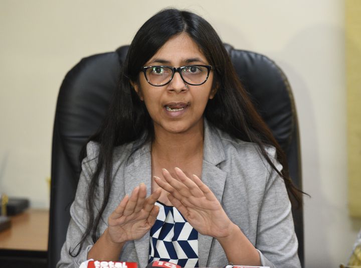 Chairperson of Delhi Commission for Women Swati Maliwal with other members of DCW addresses a press conference in this file photo. 