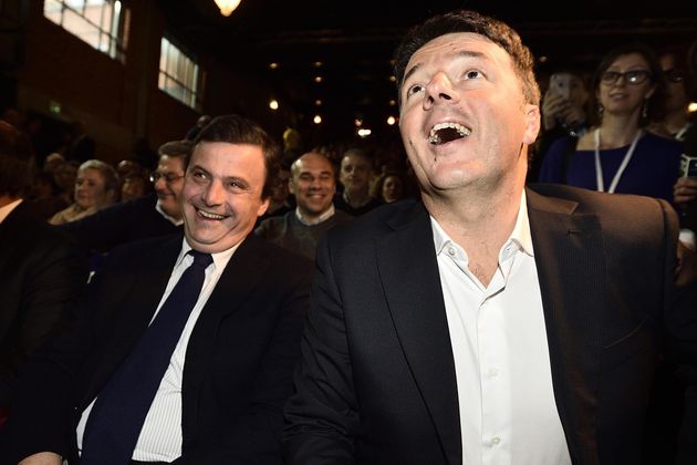 Carlo Calenda (S) e Matteo Renzi durante l'incontro elettorale organizzato dal Partito Democratico al...