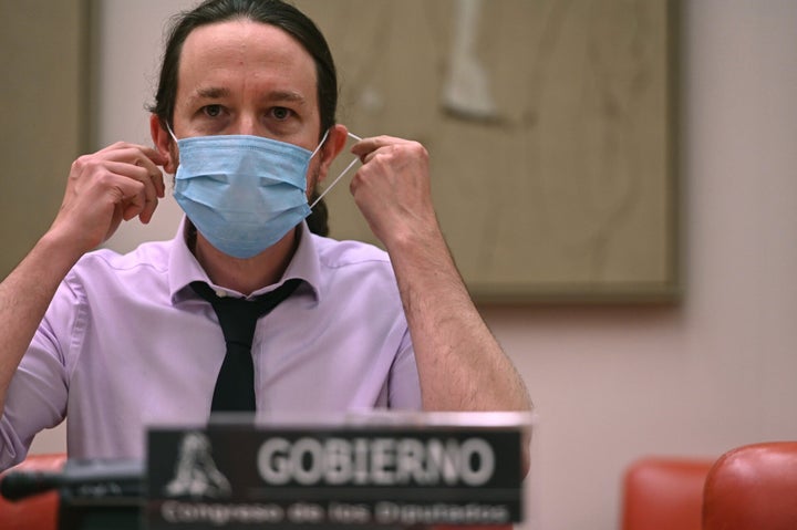 Pablo Iglesias y su mascarilla.